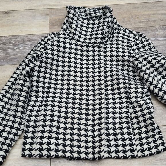 Talbots Women Wool Blend Jacket Coat Black White Houndstooth Shawl Collar 8p - Picture 8 of 13